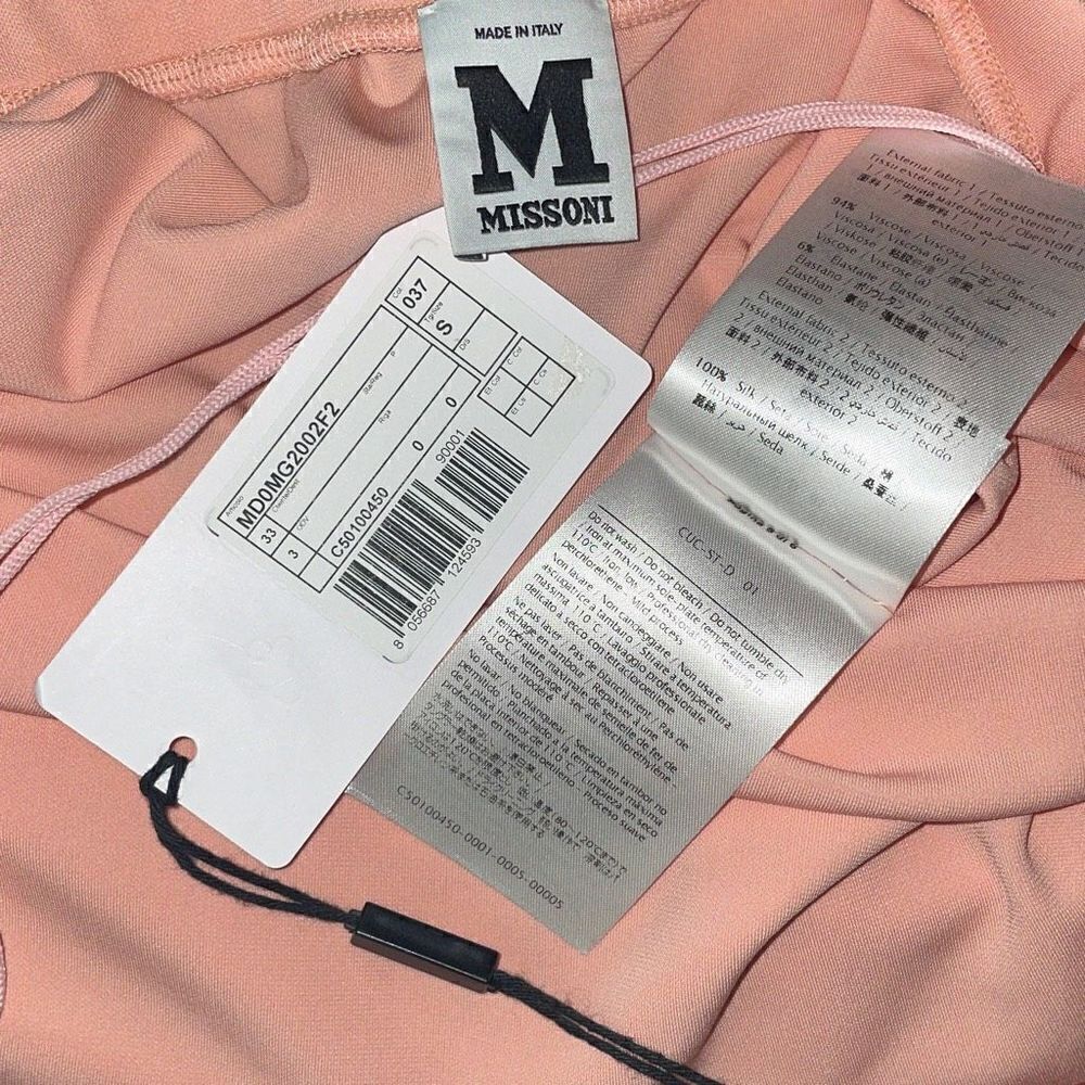 Missoni NEW Silk Jersey Open Back Tie Back Long Sleeve Top S Peach Ivory - Picture 4 of 14